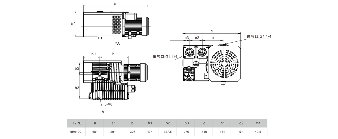RH0100單級旋片真空泵